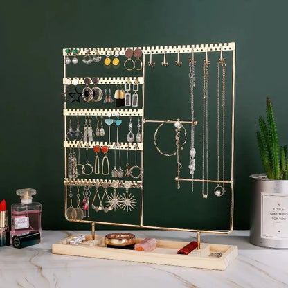Multifunctional Earring Display Rack Necklace Ring Storage Rack Detachable Wooden Bottom Women Bracelet Watch Jewelry 2030