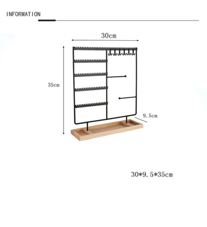 Multifunctional Earring Display Rack Necklace Ring Storage Rack Detachable Wooden Bottom Women Bracelet Watch Jewelry 2030