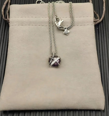 2025 New High-Quality Christmas Elegant and Simple Hexagonal Diamond Stud Earrings and Necklace Set - Valentine's Day Gift