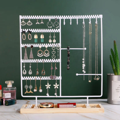 Multifunctional Earring Display Rack Necklace Ring Storage Rack Detachable Wooden Bottom Women Bracelet Watch Jewelry 2030