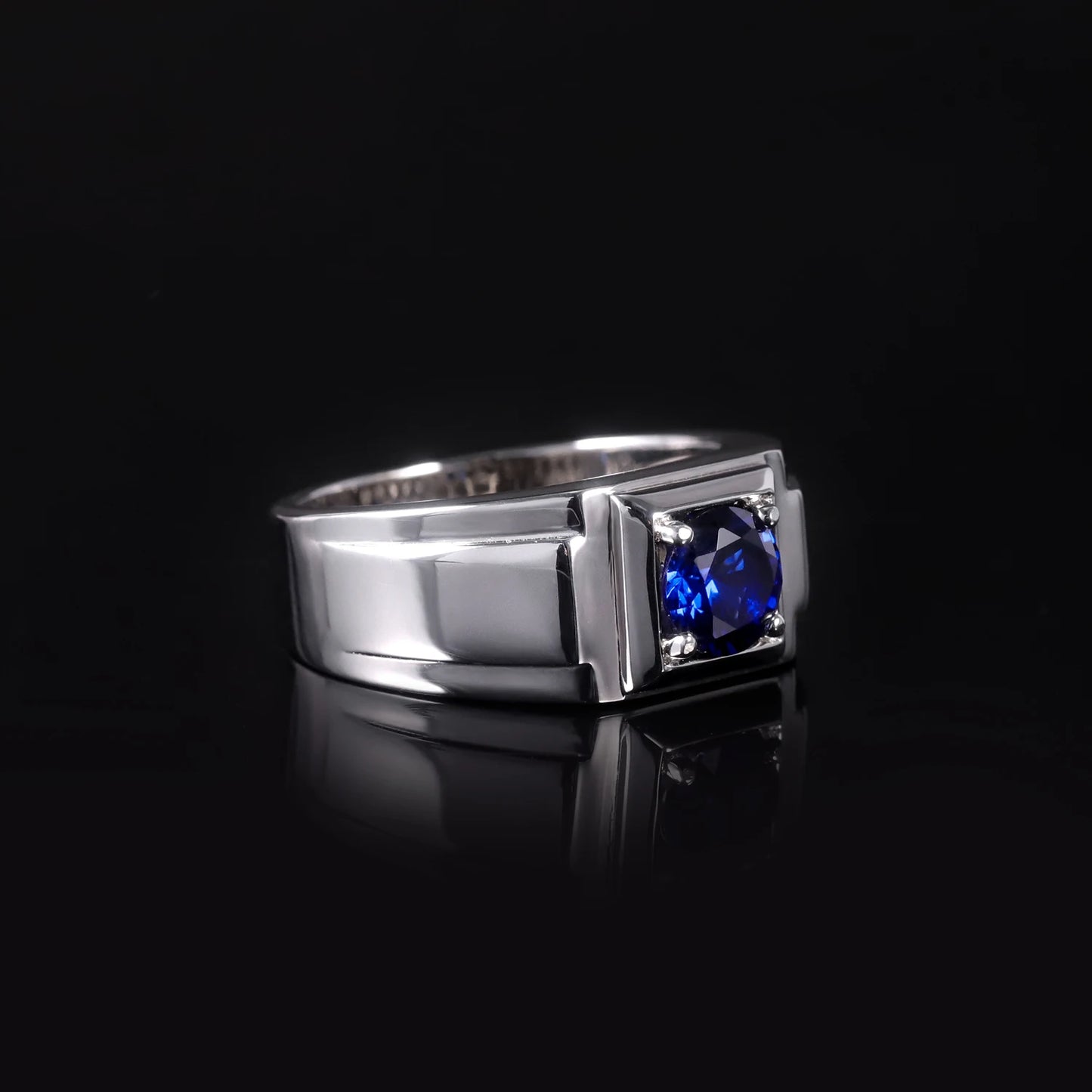 GEM'S BALLET High Quality Engagement Rings Mens 6.5mm Lab Grown Sapphire 926 Sterling Silver Wedding Ring for Men Gift 2024 NEW