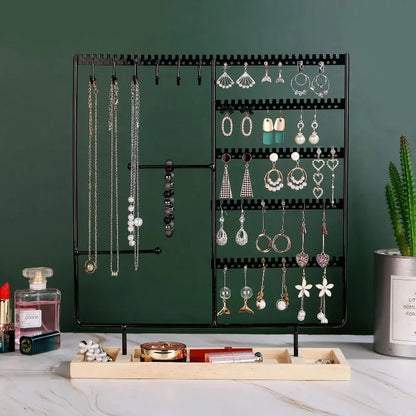 Multifunctional Earring Display Rack Necklace Ring Storage Rack Detachable Wooden Bottom Women Bracelet Watch Jewelry 2030